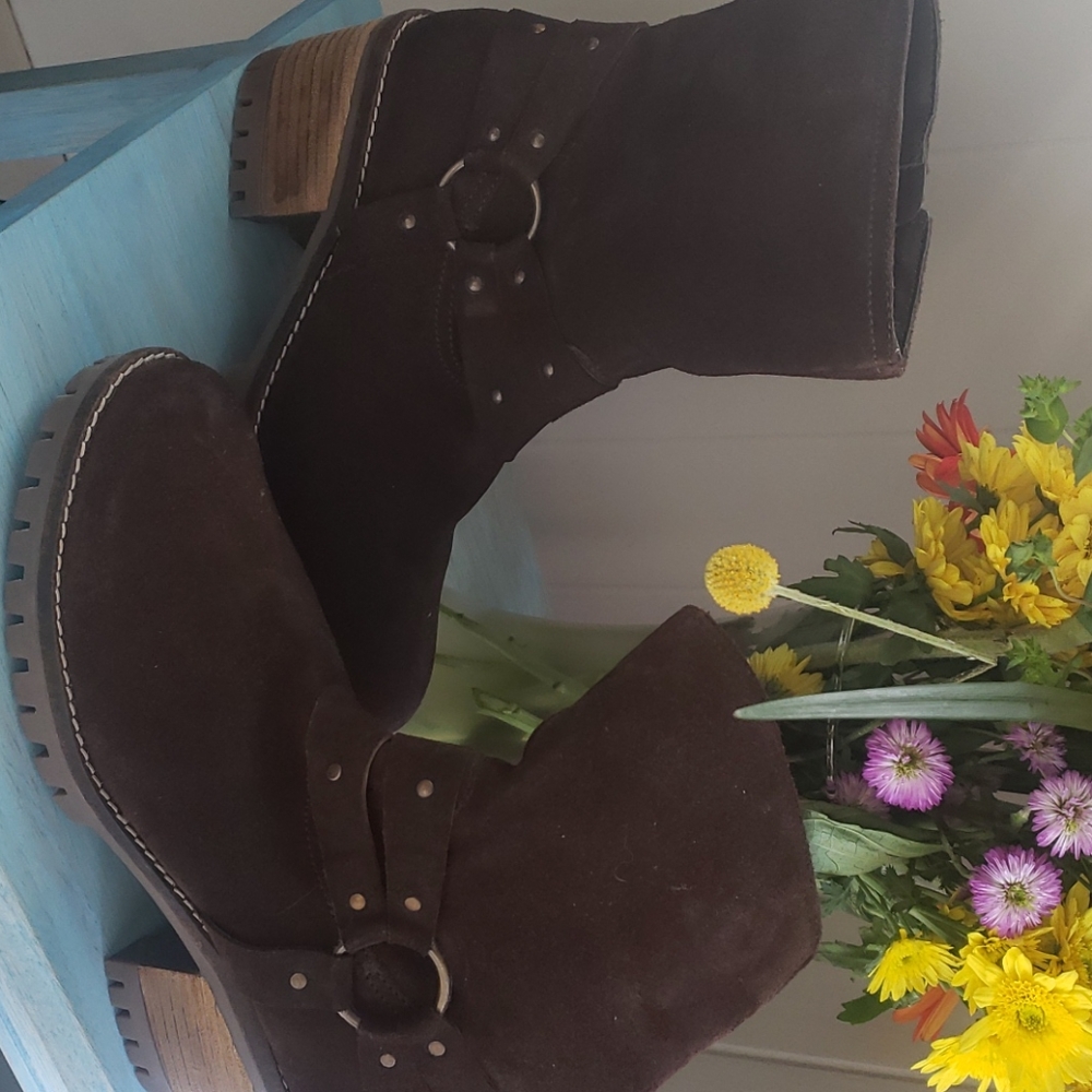 Brown suede boots